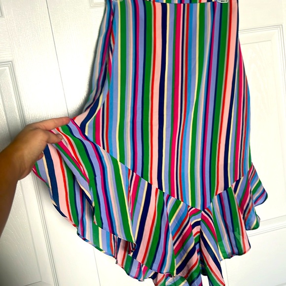 Bright Multicolored Striped Skirt with Ruffle hem - Picture 2 of 10